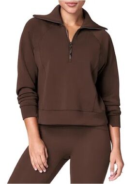 SPANX Airessentials Half Zip Sweatshirt In Espresso